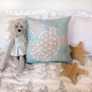 ALMOHADON CACTUS CELESTE 40cm x 40cm