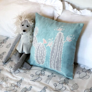 ALMOHADON DOS CACTUS CELESTE 40cm x 40cm